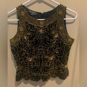 J. Kara NewYork Vintage Beaded Sleeveless Top Small Petite